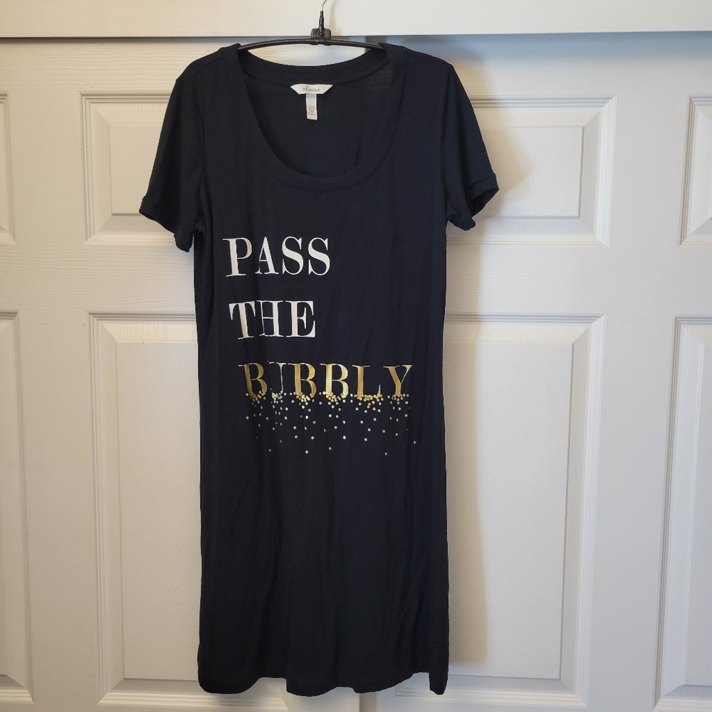 Soma Short Sleeve Sleep Shirt "Pass The Bubbly" Black Size XS - Picture 2 of 6